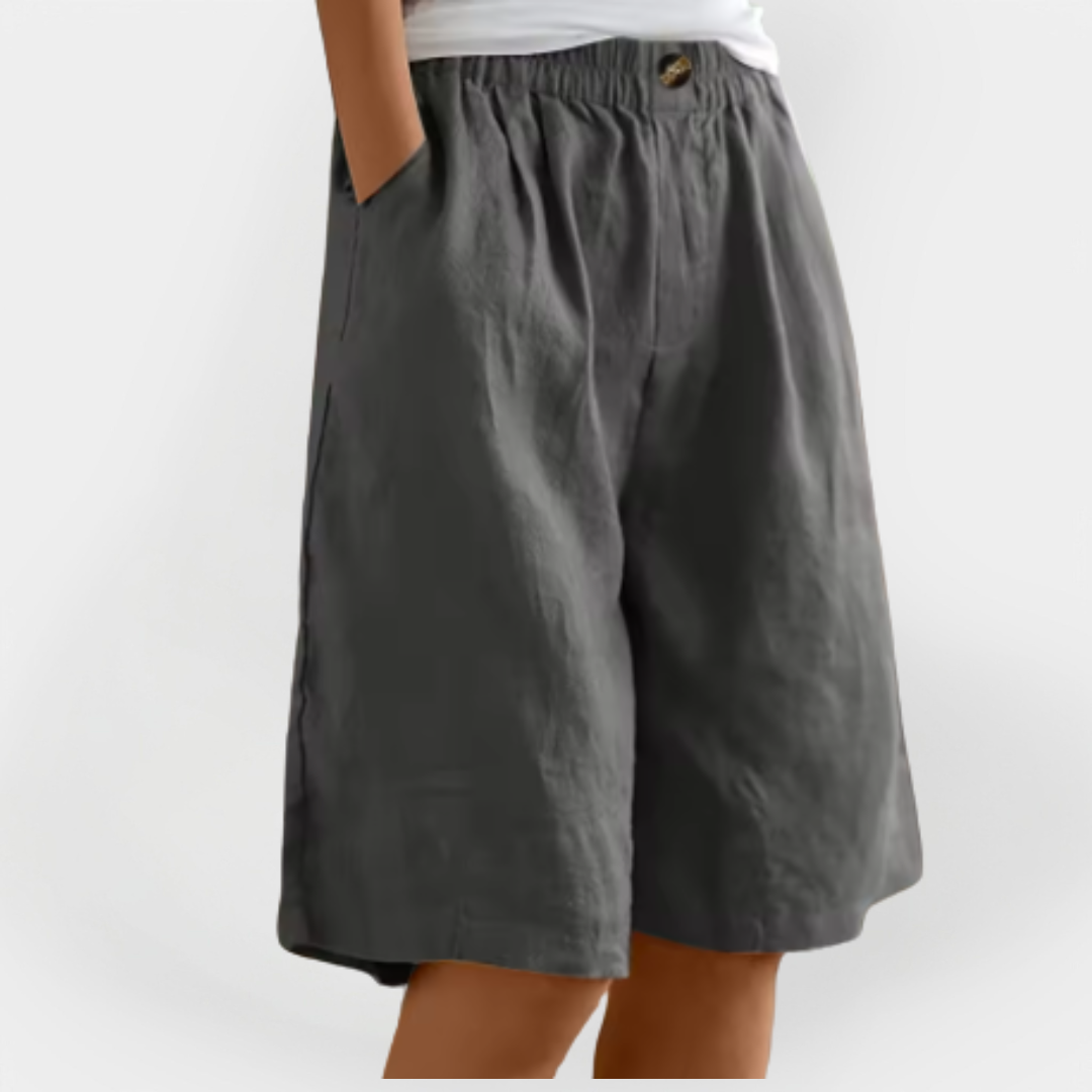 Calções de Linho com Bolsos