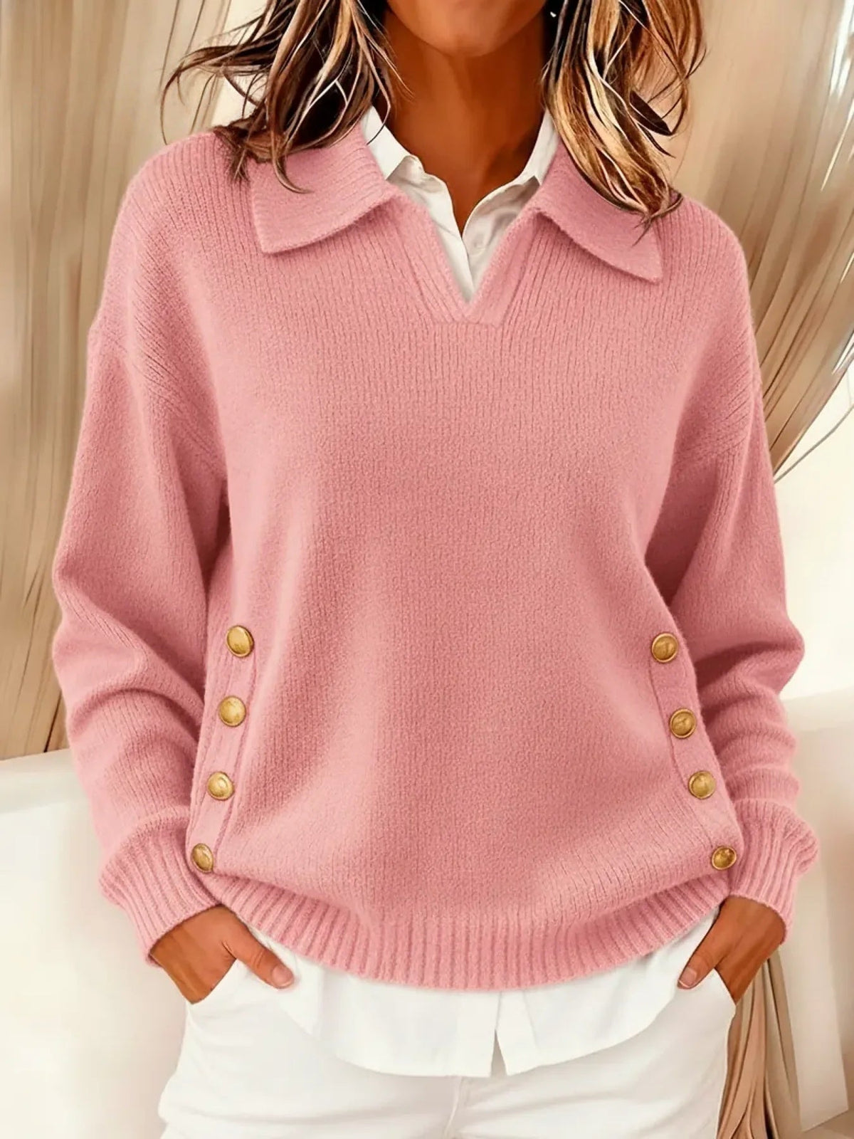 Vicenta | Jersey com Gola Polo e Botões
