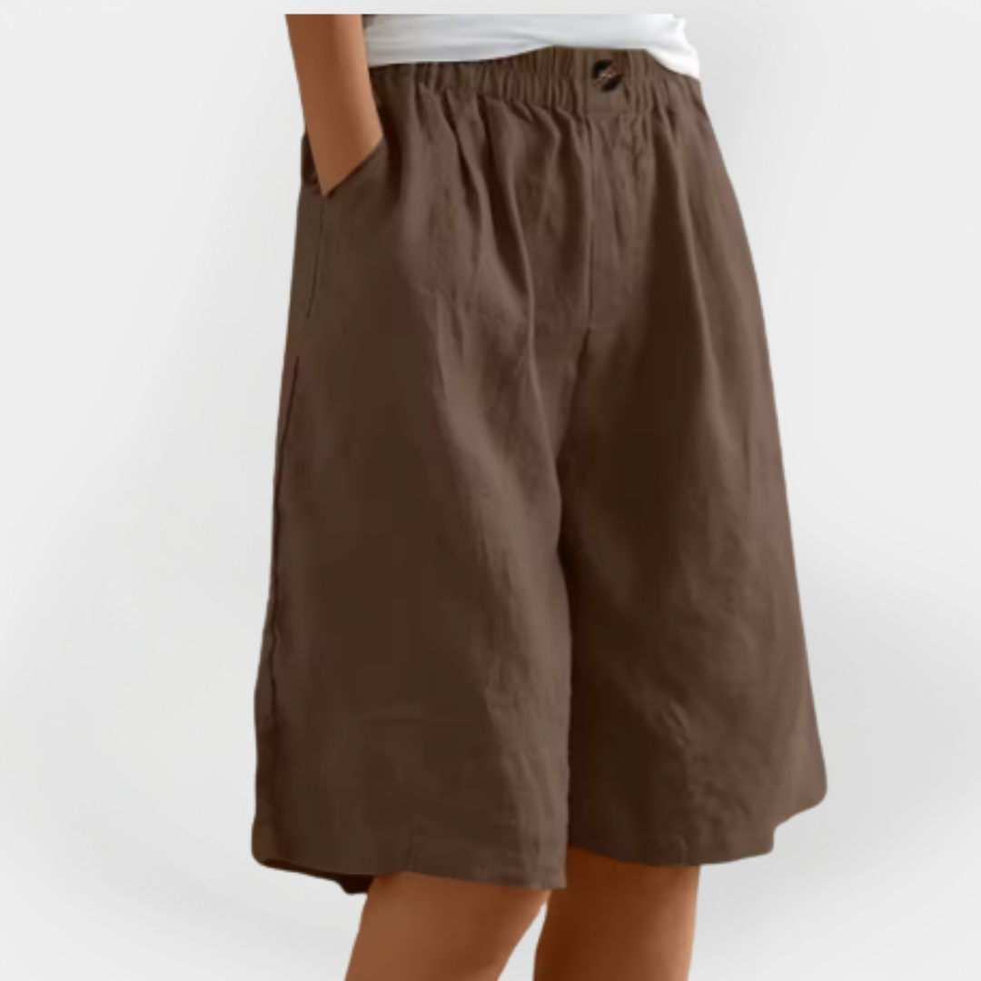Calções de Linho com Bolsos