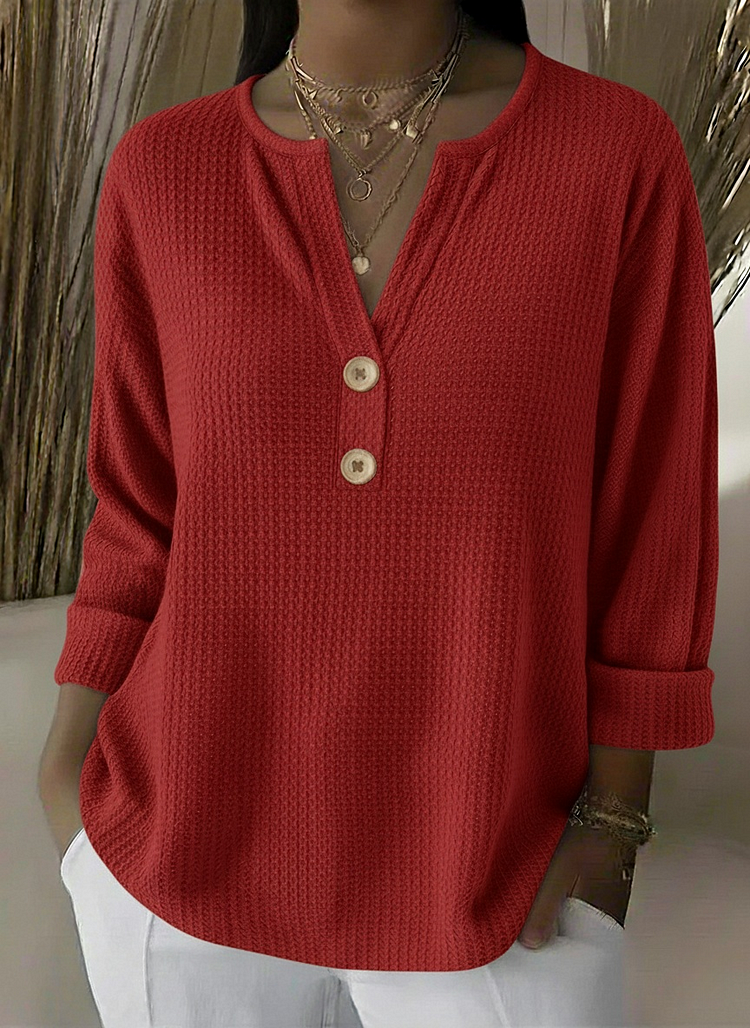 Lucía | Camiseta Henley Gofrada com Botões