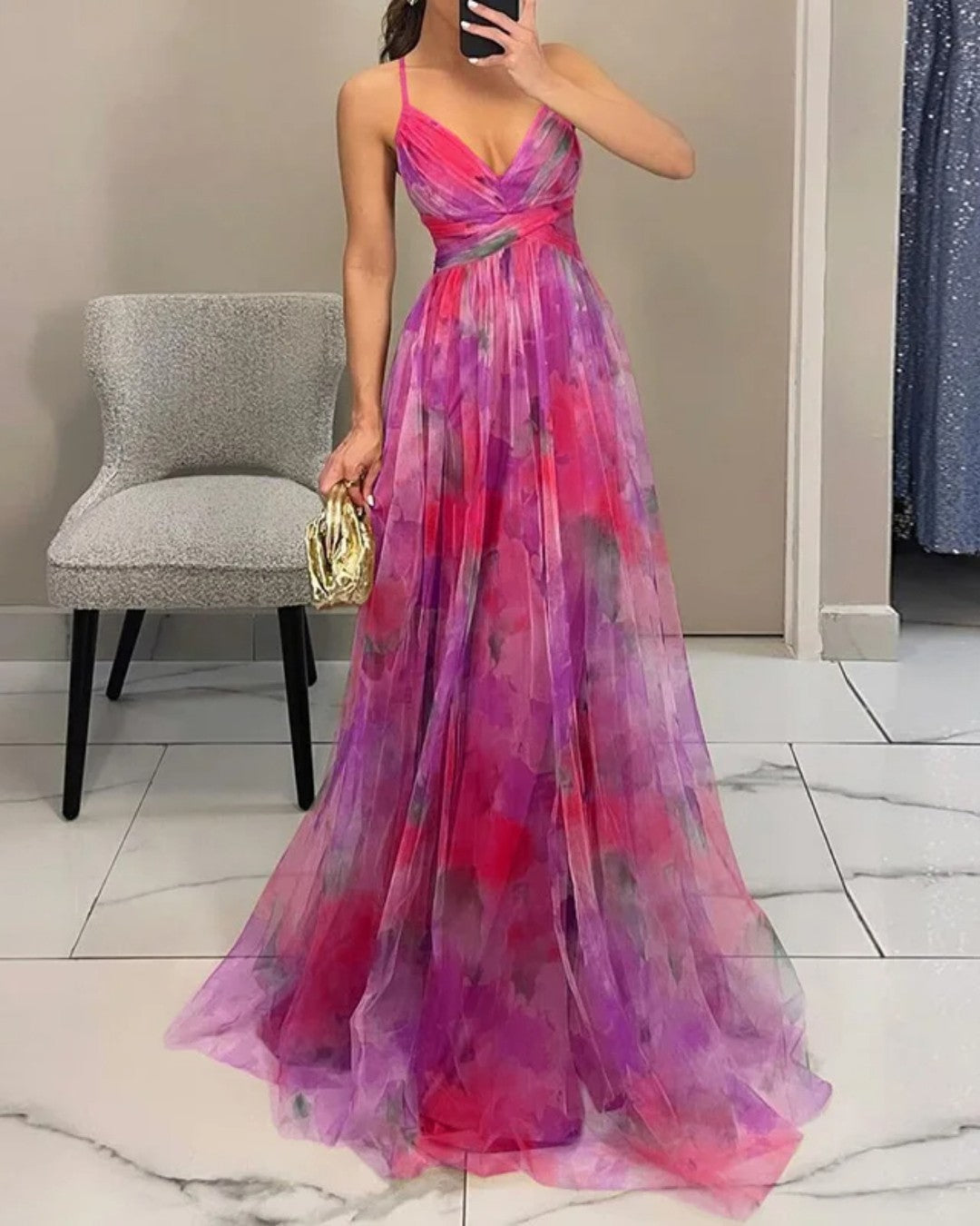 Éléonore | Vestido Longo Fluido Florido